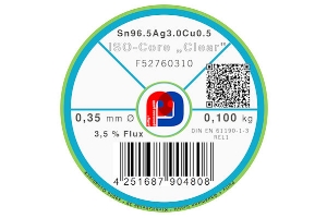 Lötdraht ISO-Core Clear Sn96.5Ag3Cu0.5 - Ø 0.35 mm - 100 gr