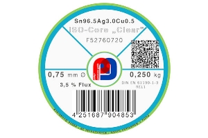 Lötdraht ISO-Core Clear Sn96.5Ag3Cu0.5 - Ø 0.70 mm - 250 gr