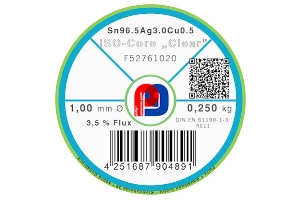 Lötdraht ISO-Core Clear Sn96.5Ag3Cu0.5 - Ø 1.00 mm - 250 gr