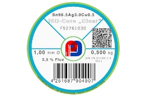 Lötdraht ISO-Core Clear Sn96.5Ag3Cu0.5 - Ø 1.00 mm - 500 gr