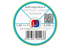 Lötdraht ISO-Core Clear Sn96.5Ag3Cu0.5 - Ø 1.50 mm - 250 gr