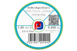 Lötdraht ISO-Core Clear Sn96.5Ag3Cu0.5 - Ø 1.50 mm - 500 gr