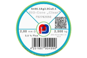 Lötdraht ISO-Core Clear Sn96.5Ag3Cu0.5 - Ø 2.00 mm - 2500 gr
