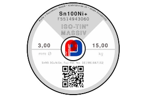 Massivlot ISO-TIN Sn100Ni+ - Ø 3.00 mm - 5000 gr