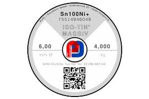 Massivlot ISO-TIN Sn100Ni+ - Ø 6.00 mm - 4000 gr