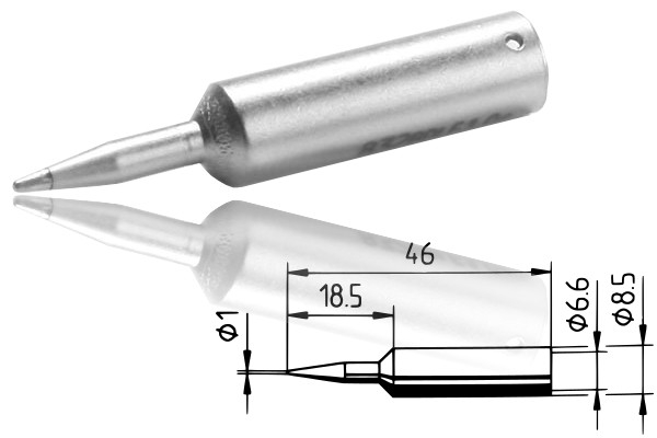 ERSADUR LF-Lötspitze, bleistiftspitz 1.0 mm ø